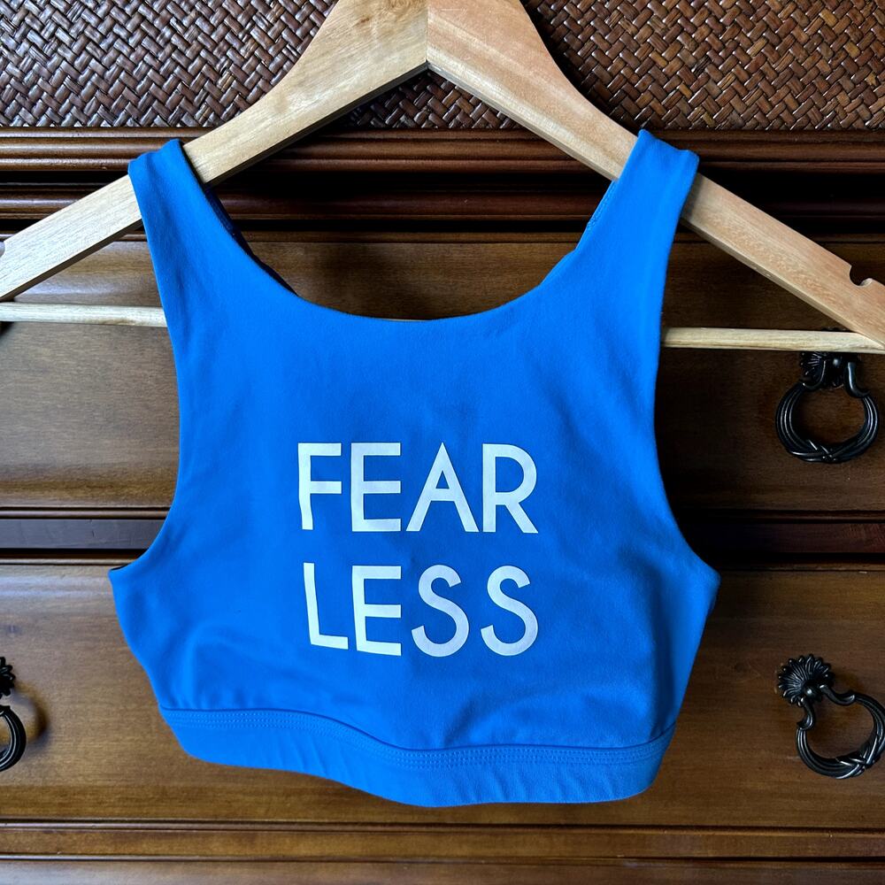 Aerie Women´s Athletic Chill Play Move Blue Fear Less Sport Bra Size S - Picture 8 of 8